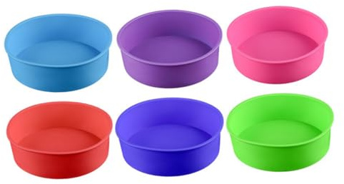VICASKY Set 3 Stampi Per Torta in Silicone Rotondi 17 Cm, Pirottini Per Cupcake, Stampo Da Forno Antiscivolo, Uso Professionale e Casalingo, Facile Da Pulire, Colore Casuale
