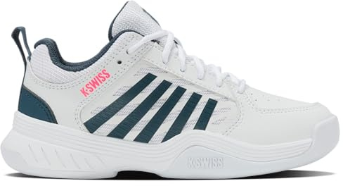 K-Swiss Court Express 2 Carpet Scarpe da Tennis, Bianco/Stelle/Neon Blaze, 1.5 UK Bambino
