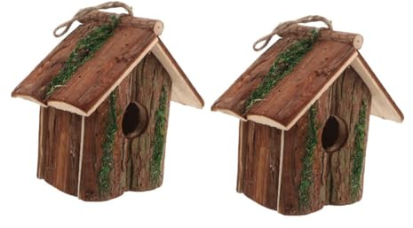 iplusmile 2pièces Nichoir Suspendu Bois pour Colibris Villa Oiseaux Rustique Décoration Extérieure pour Jardin Et Terrasse