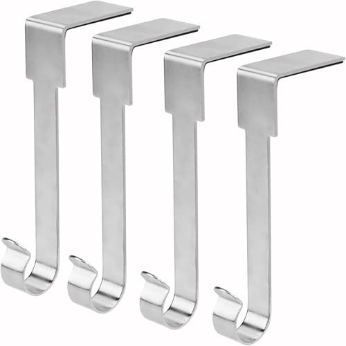 4er Weihnachtsstrumpf Halter, Strumpf Haken Weihnachtsstrumpf Aufhänger Weihnachtsstrumpfhalter für Kaminsims Aufhänger Griffe, Strumpfhaken für Nikolausstiefel/Nikolausstrumpf (Silver, One Size)
