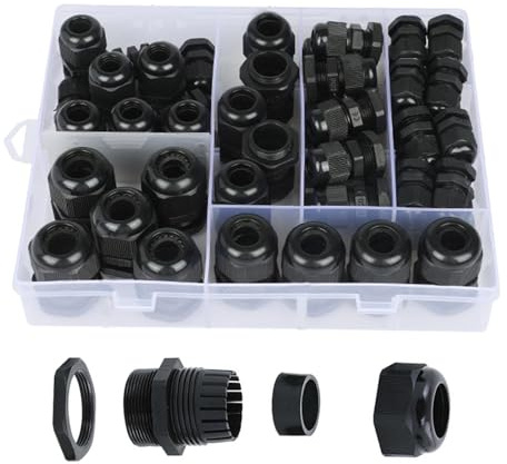 50 Pcs Adjustable Cable Glands, Waterproof 3-15mm Cable Connectors, Nylon Plastic Gland Joints PG7/9/11/13.5/16/19