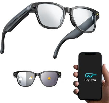 AI Smart Glasses con Telecamera 8MP, Occhiali Intelligenti con Lenti Fotocromatiche, Occhiali da Sole Bluetooth, Traduzione in Tempo Reale, Musica Open-Ear, Microfono Dual Noise Reduction