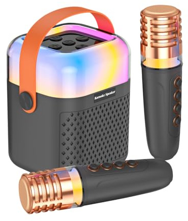 Máquina De Karaoke para Niños,Altavoz de Audio Inalámbrico con 2 Micrófonos - De Karaoke para Cantar | para Fiestas En Oficina Patio Jardín Exteriores Reuniones Hogar Y Escenarios