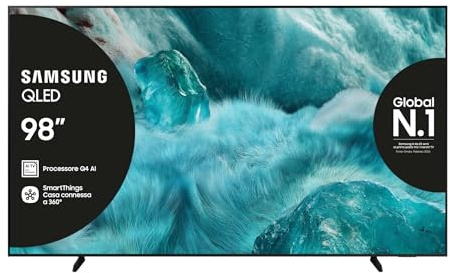 Samsung QLED 4K Vision AI Smart TV 98'' QE98Q7FAAUXZT Q7F, Q4 AI Processor, 100% Volume Colore con Quantum Dot, Motion Xcelerator, OTS Lite & Adaptive Sound, SlimLook Design, 2025