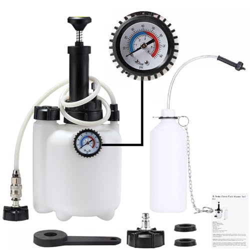 ISINEVER 3L Bremsenentlüftungsgerät Auto Bremsenentlüfter Set Bremsflüssigkeitswechselgerät mit 1 L Absaugbehälter E20 Adapter(ø45mm), Bremsen Entlüften Werkzeug für PKW Motorrad