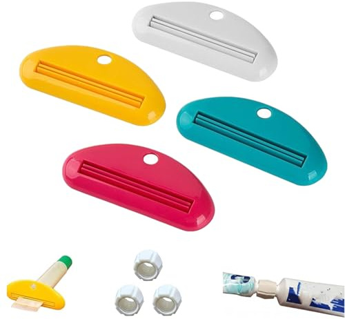 Toothpaste Refill Adapter, Universal Toothpaste Tube Squeezer with No-Leak Fast Transfer, with Adapters & Squeezers, Refillable Travel Size Tubes Connector for Bathroom and Travel Essentials (4PCS)