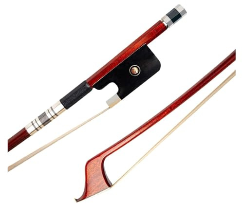 Arco híbrido de Pernambuco, núcleo de fibra de carbono, rana de ébano, crin Natural for violín/viola/violonchelo/contrabajo(4-4 Bass Bow)