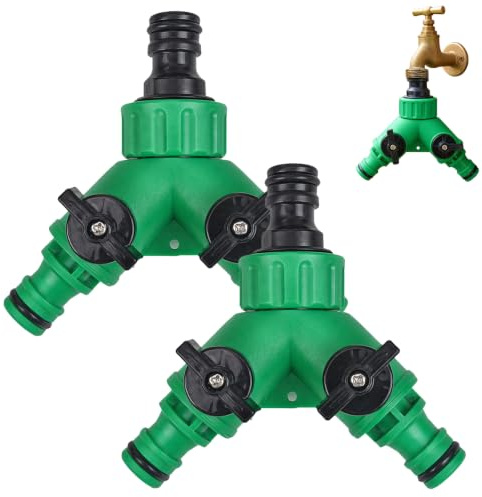 Simsky 2-Wege-Verteiler Y-Verteiler für Gartenschlauch mit Absperrventil, 3/4 Zoll Wasserverteiler Schlauchverbinder, Regulierbarer Doppelanschluss für Gartenbewässerung, 2 Stück