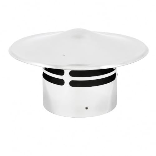 MAKA Comignolo di Esalazione in Acciaio Inox, Terminale per Canna Fumaria Stufa a Pellet e Gas, Cappello Antipioggia Aspirafumo (Ø 100 mm)