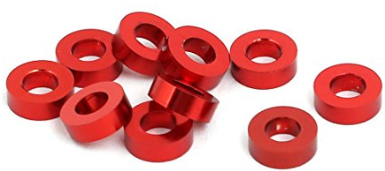 sourcing map Alliage d'aluminium M3 2mm épaisseur Rondelle à vis plate Rouge 10pcs