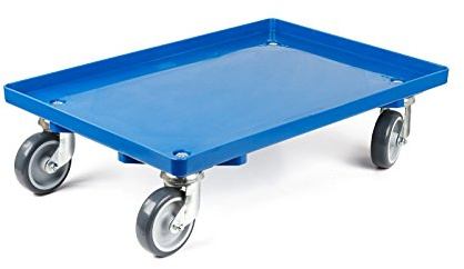 aidB Kunststoff Transportroller Geschlossen - Blau - mit Gummiräder, 2 Lenkrollen und 2 Bremsrollen - Einzel