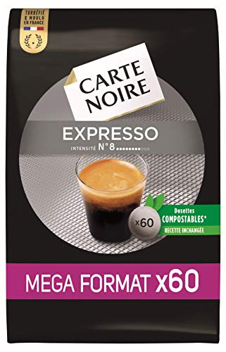Carte Noire - Café Torréfié Moulu Expresso N°8 - Lot de 5 - 300 Dosettes Espresso Individuelles Souples