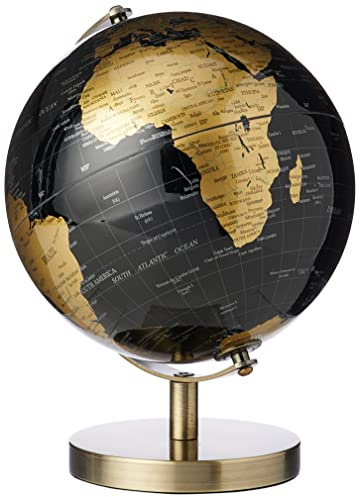 Globe Monde Petit & Pavey, Doré et Noir, 19 cm