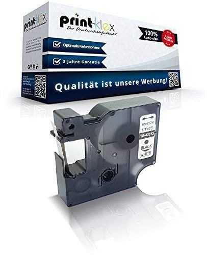 Print-Klex Schriftband kompatibel für Dymo D1 43613 Labelpoint 300 LABELPOINT Labelpoint 350 Labelwriter 400 Duo S0720780 6 mm x 7m Farb Kassette schwarz-weiss - Color Serie