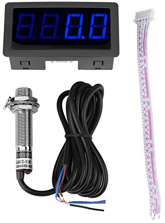 Varvräknare 4 digitala LED-displayer Precisionsvarvräknare med Hall-närhetsbrytare sensor NPN Varvtal Hastighetsmätare(blå)