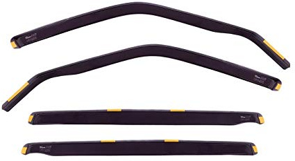 J&J AUTOMOTIVE Heko Déflecteurs d'air et de Vent pour Toyota Land Cruiser 120 5D 2003-2009, Lot de 4pcs, Teintés, Avant et Arrière, Aérodynamique
