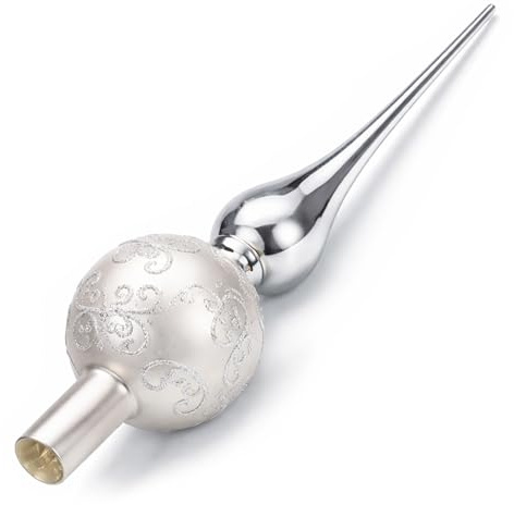 com-four® Christbaumspitze in matt-grau und glänzend, Weihnachtsbaumspitze | Tannenbaumspitze für den Christbaum - 32 cm