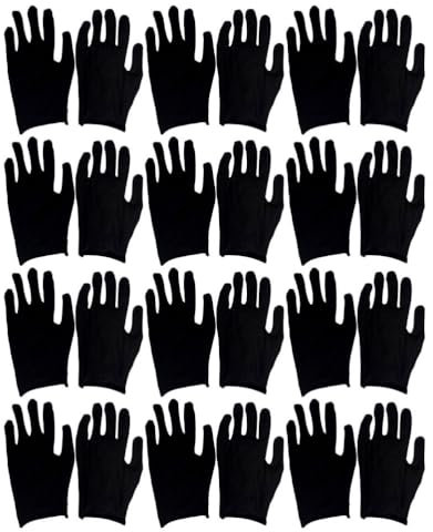 Milisten 12 Paar Baumwollhandschuhe Schwarz für Kosmetische Feuchtigkeitsspendende ünzschmuck Inspektion Ehrenschutzhandschuhe Schwarz Größe (Dünn)