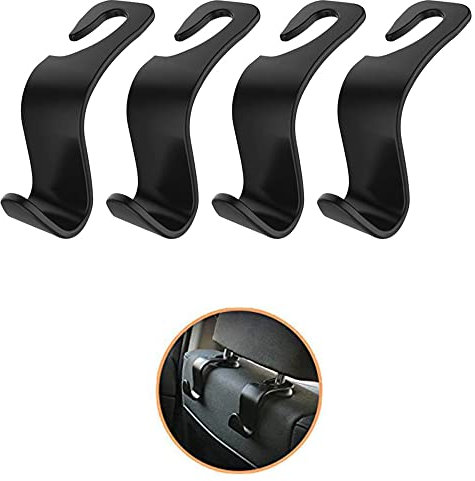 Car Headrest Hook,Auto Seat Headrest Hangers Portable Organizer Holder Hooks,Car Seat Back Hook, Car SUV Back Seat Headrest Hanger Storage Hooks,Hang Purse and Grocery Shopping Bag (4Pack)