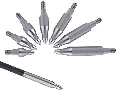 ZSHJGJR 12pcs Archery Arrow Tips Screw in Practice Broadheads Arrowheads 75-300 grain Steel Field Points for Recurve and Compound Bow (75grain)