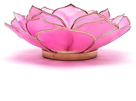 Lotus Teelichthalter rosa mit Goldrand - 13,5 cm