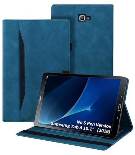 Auslbin Hülle für Samsung Galaxy Tab A 2016 10.1 Zoll Hochwertige Leder-Flip-Schutzhülle für Galaxy Tab A 2016 10.1 Hülle (Keine S Pen-Version) SM-T580/SM-T585 mit Standfunktion und Wallet Blau