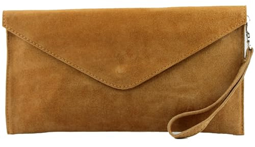modamoda de T106 Damen Wildleder Rauleder Clutch Umhängetasche, handmade in Italy