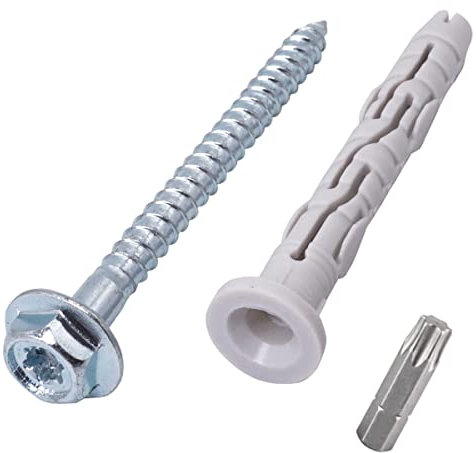 SKIR'CO Confezione da 20 pezzi di ancoraggio universale per telaio 10 x 80 mm, tappo per telaio con vite, con rondella pressata, tasselli in plastica (20, 10 x 80 mm)