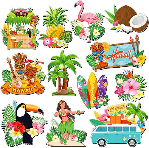 Hawaii-Türmagnete, Sommer, Strand, Palme, Kühlschrank, Dekoration, Kokosnuss, Ananas, Flamingo, Aufkleber für Spind, Kühlschrank, 12 Stück