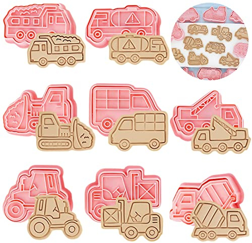 8 cortadores de galletas, cortadores de galletas para niños, fondant 3D galletas cortador de galletas, cortador de mano, cortador de galletas, cortador reutilizable, molde de galletas para niños