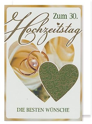 AvanCarte Perlenhochzeit 30 Hochzeitstag Karte Grußkarte Herzen Perlen 16x11cm