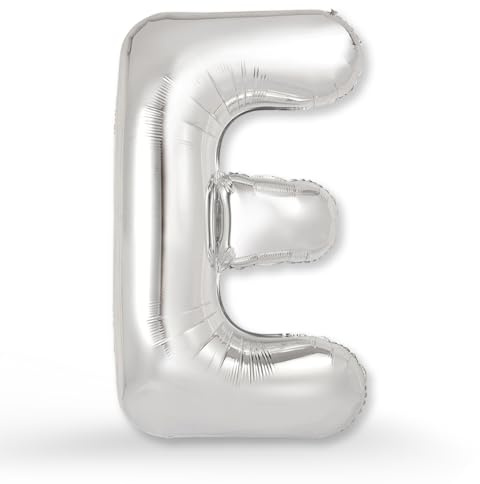 FUNXGO XXL Folienballon Buchstabe E Silber Glänzend – Riesen Buchstabenballon ca. 100 cm – Verstärktes Material – Für Helium & Luft – Perfekt für Geburtstag, Hochzeit & Party Deko - Ballon E Silber