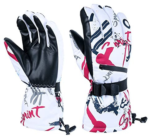DUHGBNE Handschuhe Frauen warm Snow Herren Winter Board passend für Handschuhe atmungsaktive Skier beidseitig der Ski-Handschuhe wasserdichte Touch Latexhandschuhe Lang (Pink, L)