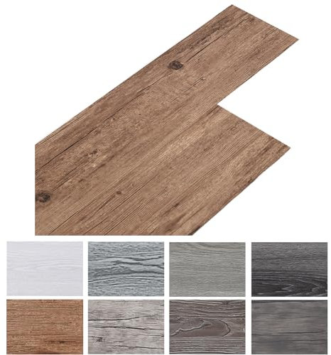 INMOZATA 5.02 m²/ 36 Tiles PVC Flooring Self-Adhesive Vinyl Flooring PVC Laminate 91.5 x 15.2 cm Thickness 2 mm Non-Slip Waterproof Cuttable (Brown)