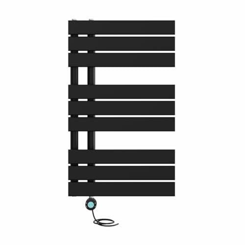 NRG LCD Display Electric Heated Towel Rail Black 824x500mm,400W | Prefilled, Thermostatic Bathroom Warmer, Towel Warmer and Dryer, Towel Radiator, Energy Efficient