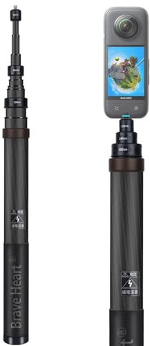 Palo selfie invisible 3M de extensión súper larga para Insta360 ONE X4 X3 ONE R ONE RS, ONE X, ONE, accesorios de fibra de carbono para cámara de acción Insta 360 (café)