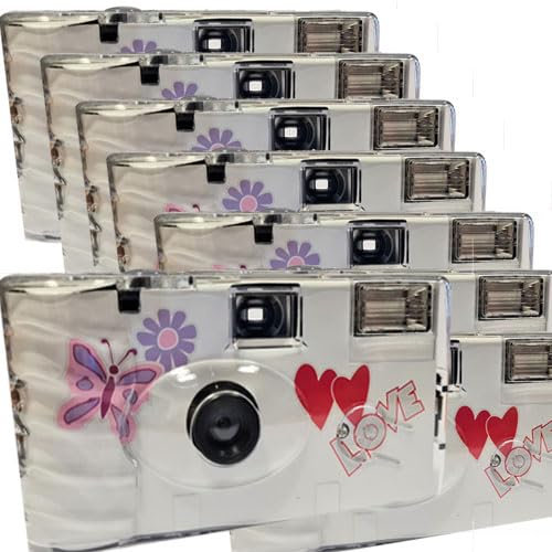 Lot de 8 appareils Photo jetables 1A Photo PORST Edition Butterfly, Papillon, avec Flash, Piles et Film (Lot de 8, 27 Prises chacune)