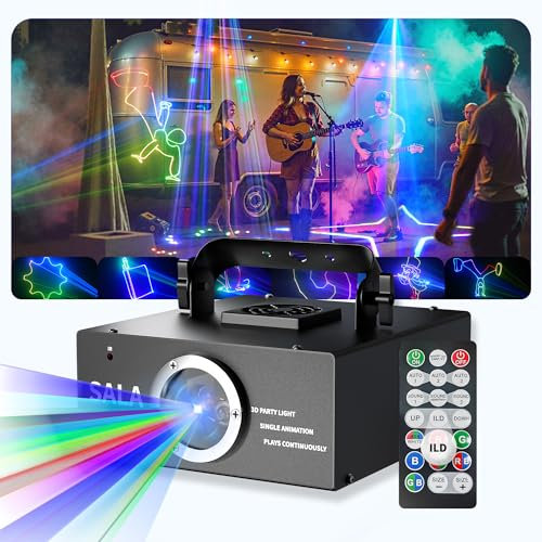 DJ Lights for Party, 3D Animation Projector for Light Show, Beam Effect, DMX512, RGB, Stage Light, Perfect for Disco, Karaoke, Halloween, Christmas
