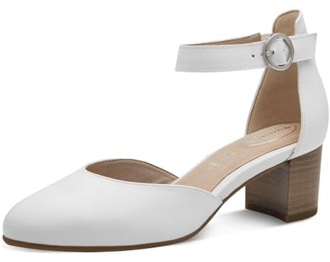 TAMARIS Comfort damrem i läder eleganta pumps, vit Nappa, 40 EU, Vit Nappa, 40 EU