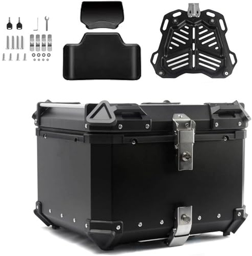 Generico Nero,28L, Bauletto Moto 28L 36L 45L 55L 65L 80L 100L,Impermeabile Bauletto Moto Alluminio,Durevole Bauletto Alluminio Moto,Baule Posteriore per Moto,con Serratura di Sicurezza