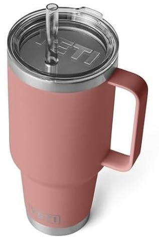 YETI Rambler Straw Mug, Stainless Steel Vacuum Insulated Mug with Stronghold Lid, Sandstone Pink, 42 oz (1.2 l)