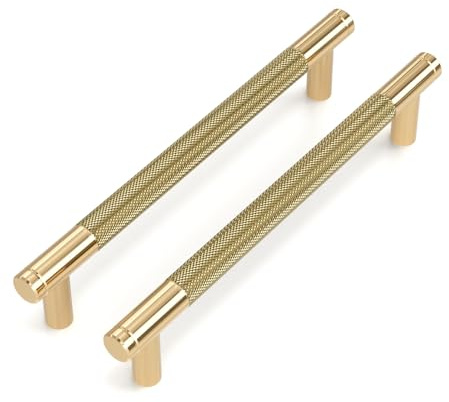 LONTAN 2 Pack Gold Kitchen Handles 160mm Champagne Copper Cupboard Handles Aluminum Alloy Drawer Pulls for Cabinet Wardrobe Bathroom Kitchen