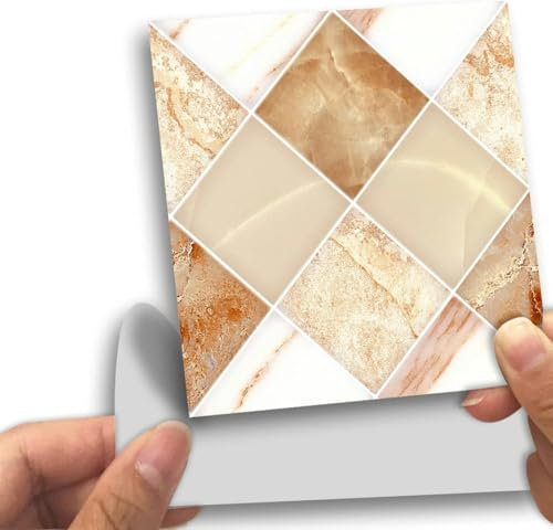 Tile Stickers 10Cm X 10Cm Rose Gold Kitchen Tile Stickers for Bathroom Stick on Wall Tiles Backsplash for Kitchen Stick on Tiles Self-Adhesive Vinyl Home Decoration-18