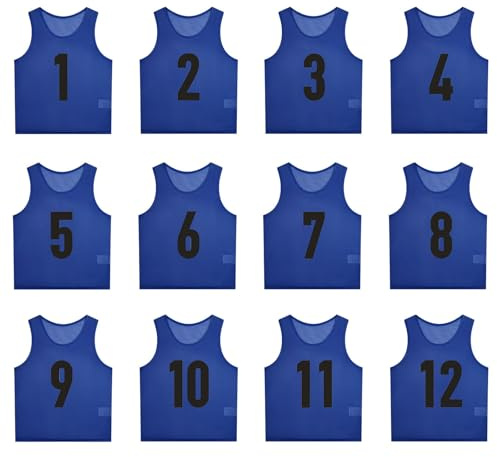 12er Set Fußball Trainingsweste für Erwachsene und Jugendliche,atmungsaktiv TrainingsleibchenMesh Markierungshemden Multifarbige Trainingswesten,Wende-Trainingsweste für Sport,Fussball(S、M、L、XL）