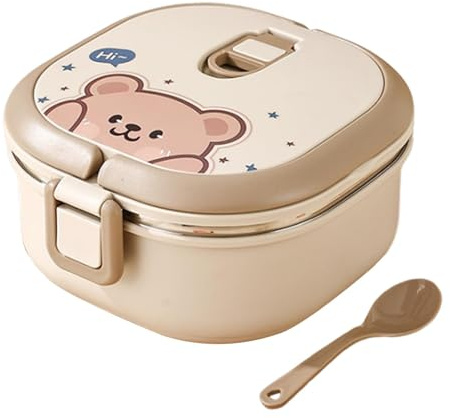 Insulated Bentos Box | Portable Cute Cartoon Thermal Lunch Box Stackable Hot Food Storage Bowl Leak-Proof Stainless Steel Lunch Container - for Travel, Outdoor, School