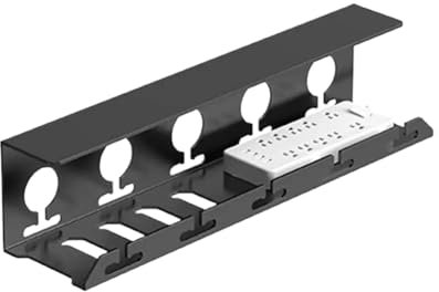 Bandeja Portacables Bajo La Mesa Bandeja de cables de Metal for debajo del escritorio, gestión de cables con abrazadera, soporte for cables de regleta, organizador resistente sin perforación Para Cabl