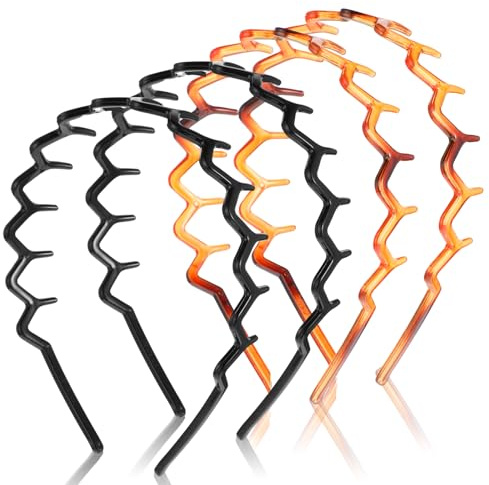 4 Stück Zickzack Haarreif,Haifischzahn Haarkamm Haarreif,Gewellte Kunststoff Zick Zack Haarreifs,Make Up Haarreifs für Frauen Sport Outdoor Tägliches