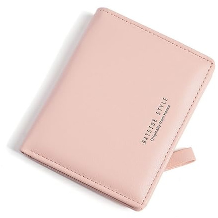 Skyearman Kvinnors plånbok i läder liten dragkedja mynthållare dam smala korta plånböcker med 7 kortplatser, rosa, 10cm * 8cm * 3cm, Modern
