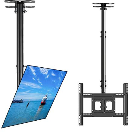 PMCIGQTH Supporto Regolabile per Montaggio a soffitto per TV - Supporto per Montaggio a Parete per TV Adatto a TV 4K da 32-65 Pollici, Altezza Regolabile, inclinazione telescopica e girevol