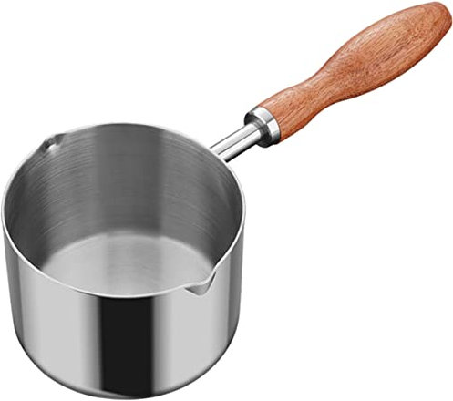 Alipis Mini Nonstick Stainless Steel Saucepan with Pour Spout 300ml Small Oil Pouring Pot for Home Kitchen Cooking